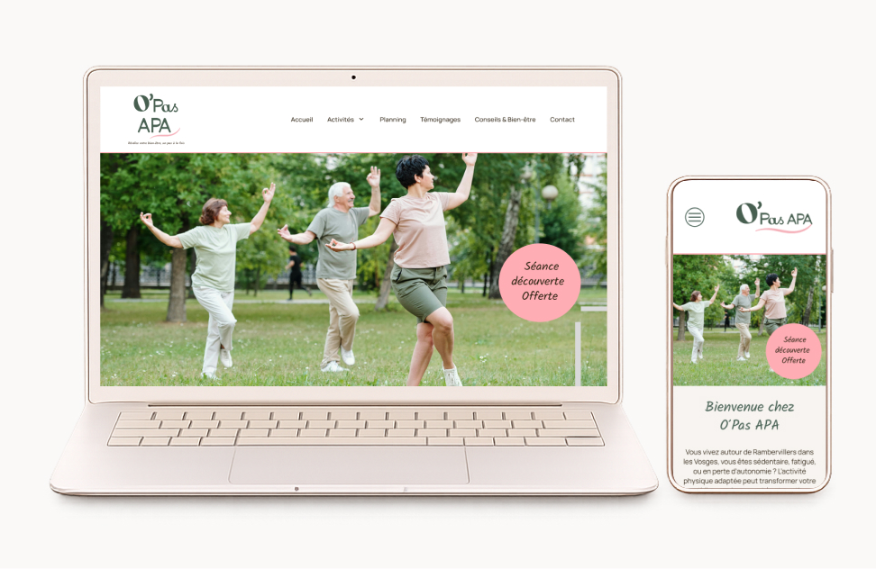 Mock-up du site internet O'Pas APA