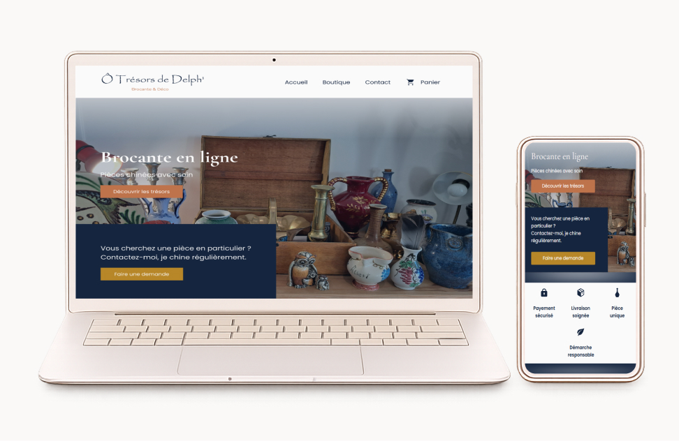 Mockup d'une brocante en ligne à Parentis-en-Born dans les Landes
